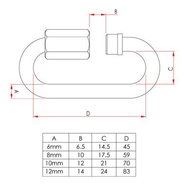 Doughty Quick Link M10 Rated & Stamped 550kg SWL (DIN56926) - Doughty | Bellalite