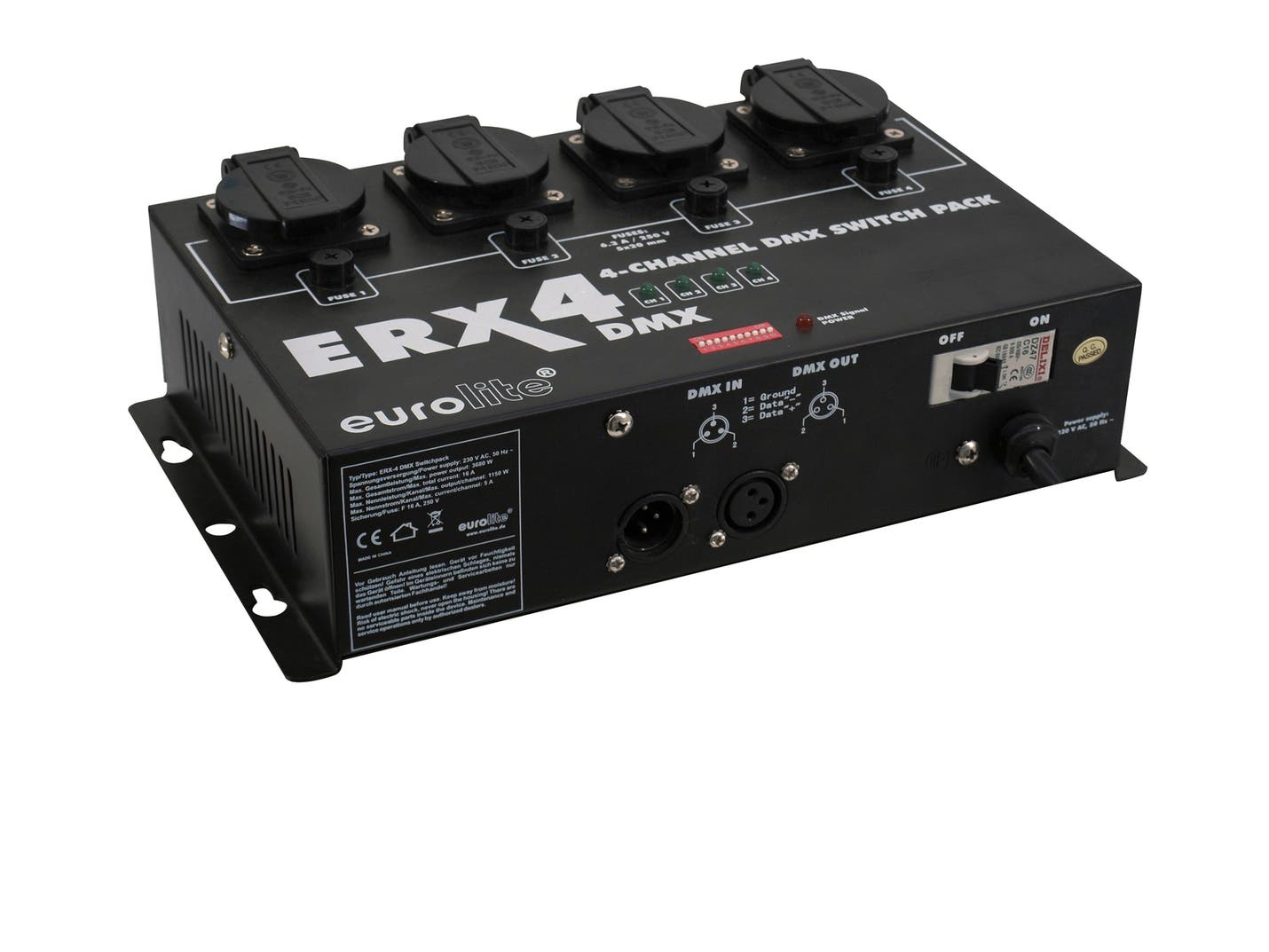 Switchpack ERX-4 DMX 4x5A Schuko - Eurolite | Bellalite Switchpack ERX-4 DMX 4x5A Schuko - Eurolite | Bellalite