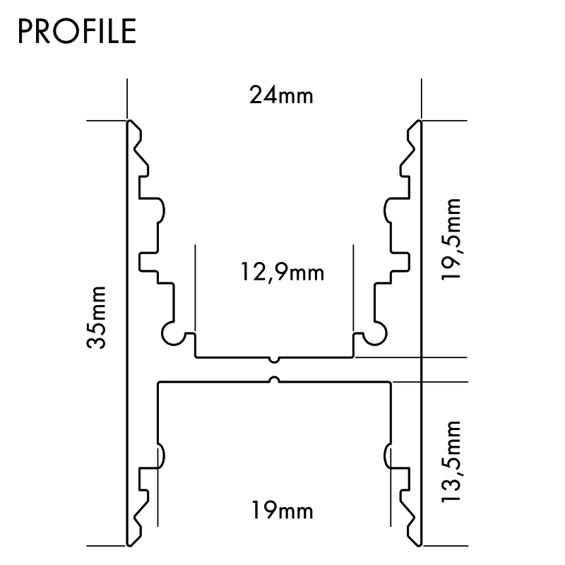 Aluminiumprofil M-Line H, 3m - PROLED | Bellalite