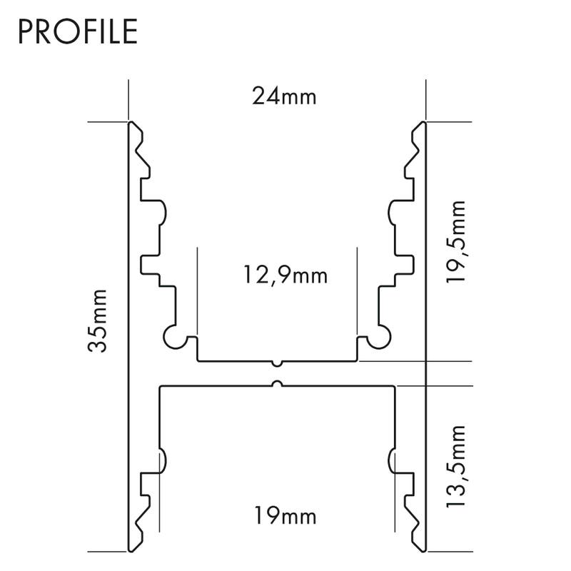 Aluminiumprofil M-Line H, 3m - PROLED | Bellalite Aluminiumprofil M-Line H, 3m - PROLED | Bellalite