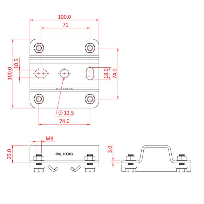 Doughty Studio Rail Ceiling Bracket 25mm High Supplied With Rail Clamps - Doughty | Bellalite Doughty Studio Rail Ceiling Bracket 25mm High Supplied With Rail Clamps - Doughty | Bellalite
