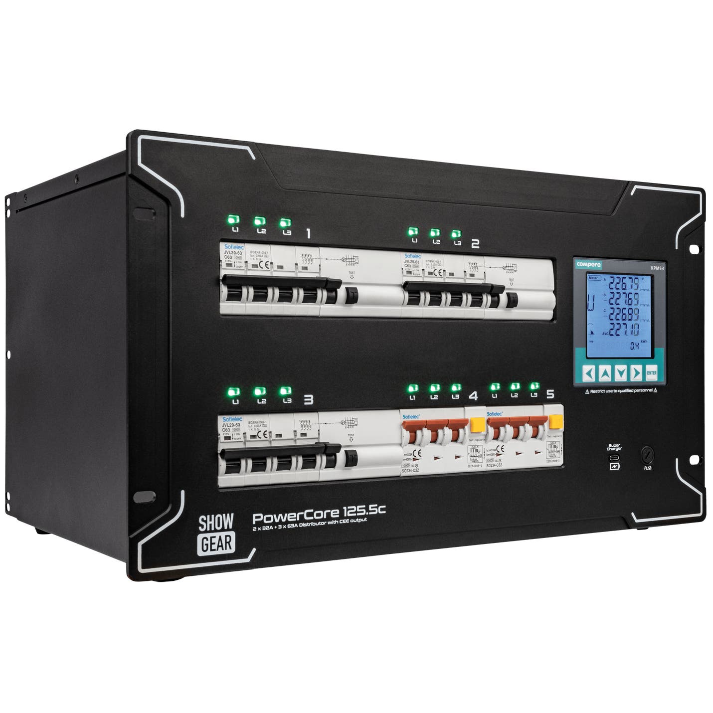 PowerCore 125.5c 2x CEE 32A + 3x CEE 63A - Showgear | Bellalite PowerCore 125.5c 2x CEE 32A + 3x CEE 63A - Showgear | Bellalite
