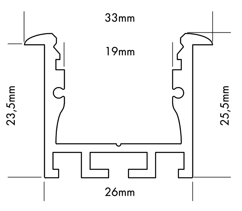 Aluminiumprofil M-Line Rec 24, 5m - PROLED | Bellalite
