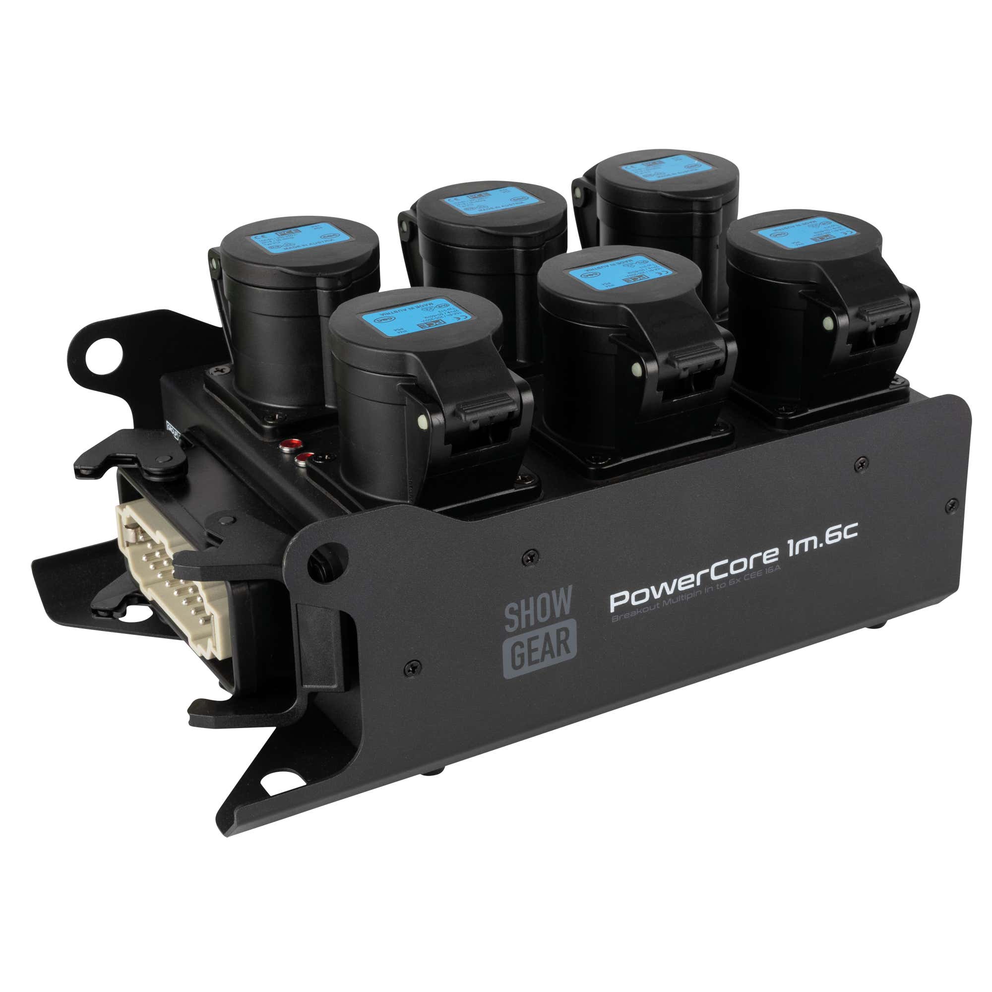 PowerCore 1m.6c 16-Pin Harting IN / 6x CEE 16A(1p) UT - Showgear | Bellalite PowerCore 1m.6c 16-Pin Harting IN / 6x CEE 16A(1p) UT - Showgear | Bellalite