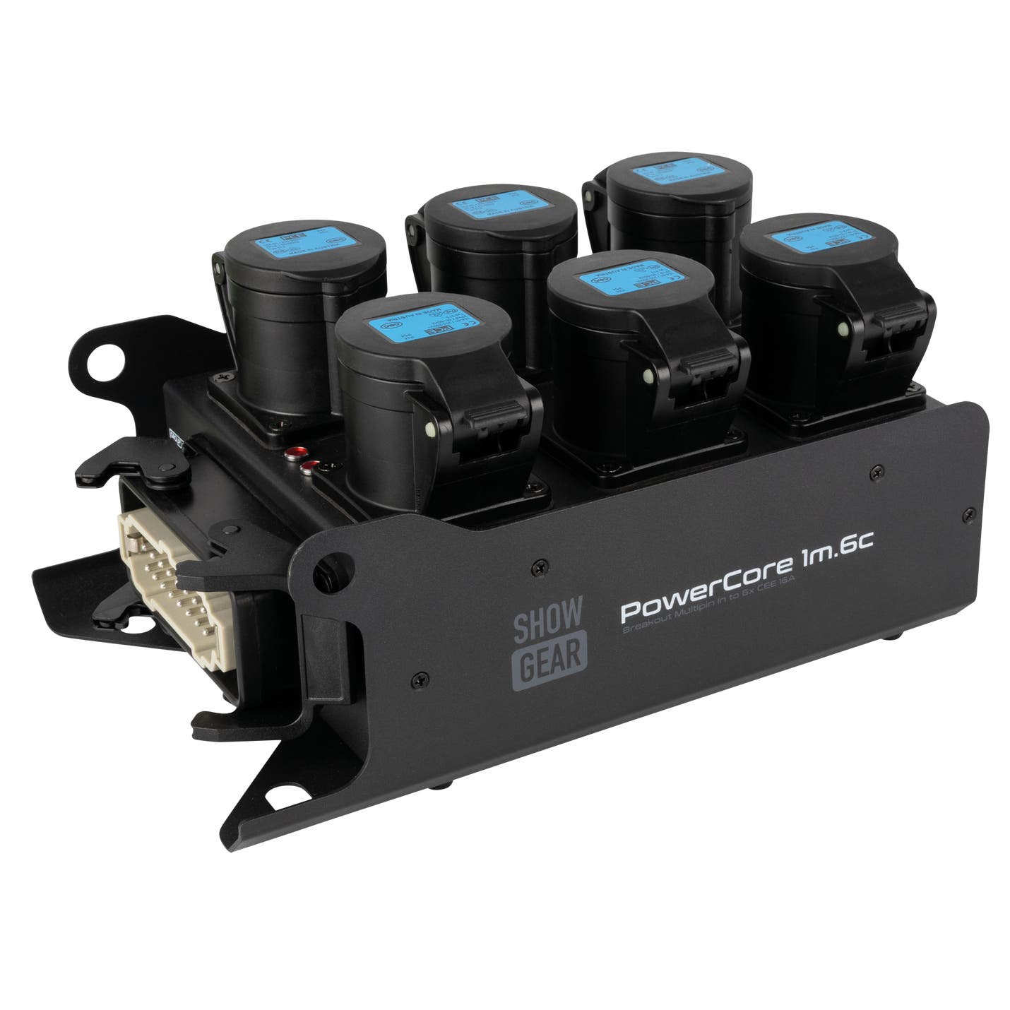PowerCore 1m.6c 16-Pin Harting IN / 6x CEE 16A(1p) UT - Showgear | Bellalite PowerCore 1m.6c 16-Pin Harting IN / 6x CEE 16A(1p) UT - Showgear | Bellalite