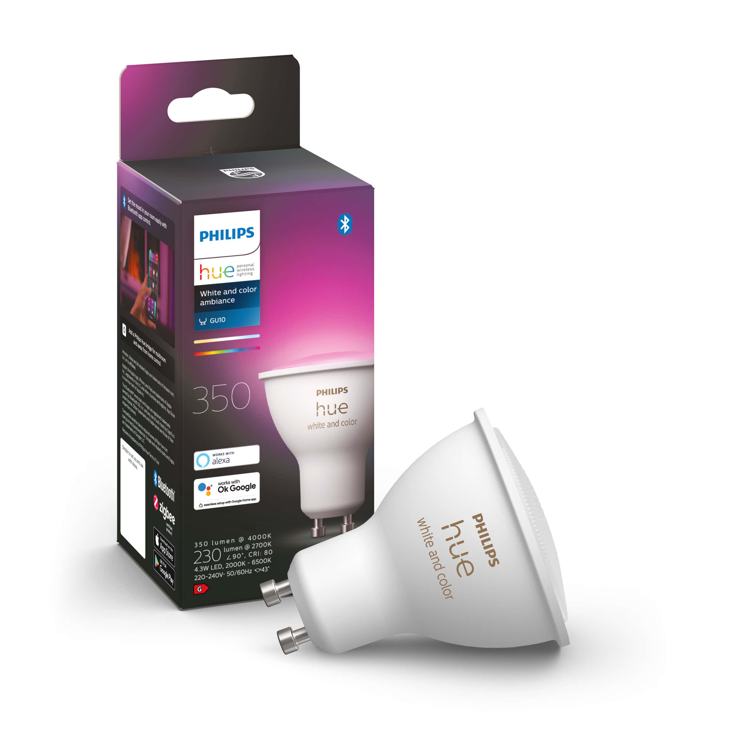 Philips Hue White & Color GU10 6W 2000K-6500K + 16 million colors - Philips Hue | Bellalite Philips Hue White & Color GU10 6W 2000K-6500K + 16 million colors - Philips Hue | Bellalite