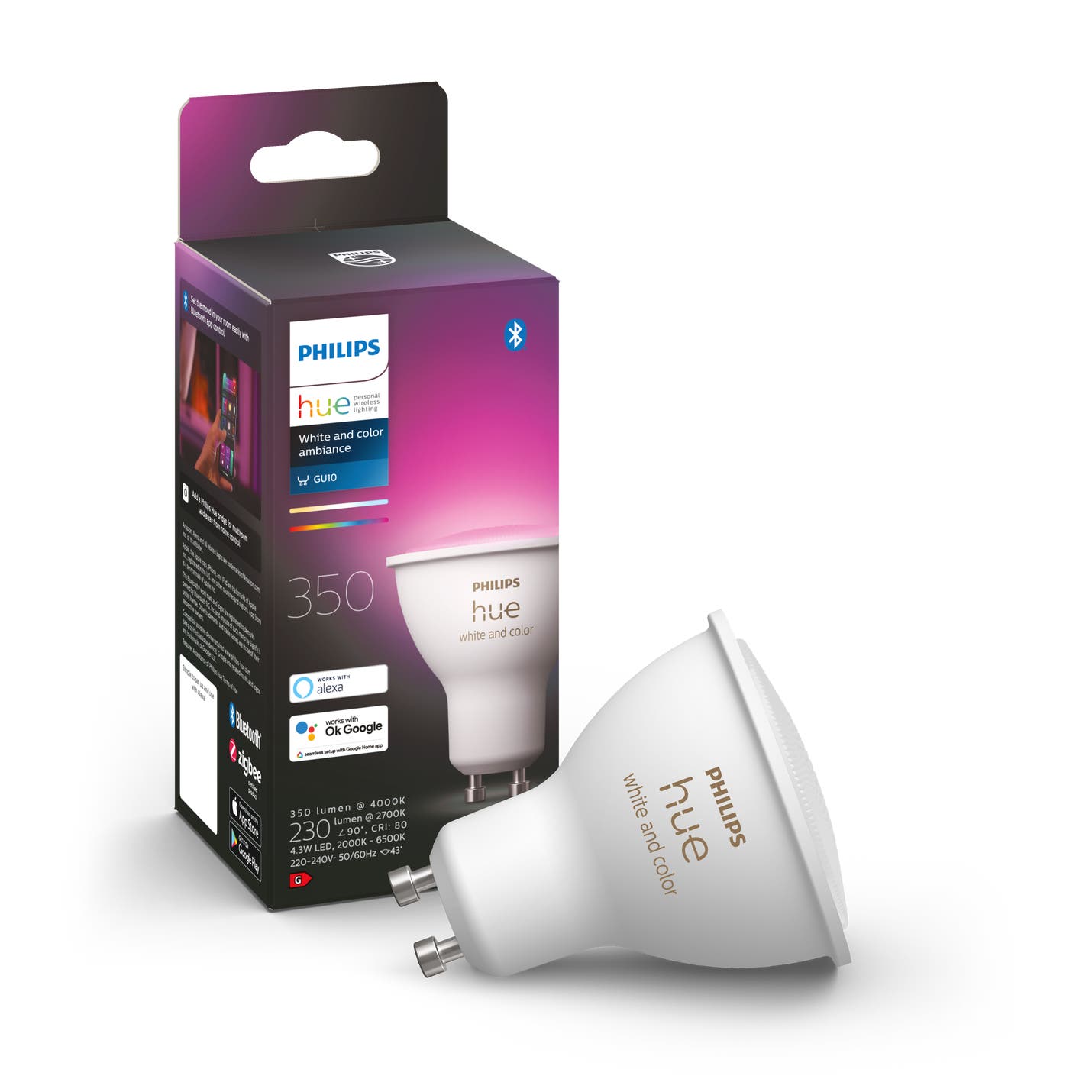Philips Hue White & Color GU10 6W 2000K-6500K + 16 million colors - Philips Hue | Bellalite Philips Hue White & Color GU10 6W 2000K-6500K + 16 million colors - Philips Hue | Bellalite