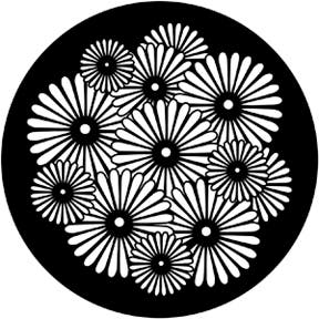 Sunburst Flowers Metallgobo, M-Size (66mm) - Rosco | Bellalite Sunburst Flowers Metallgobo, M-Size (66mm) - Rosco | Bellalite
