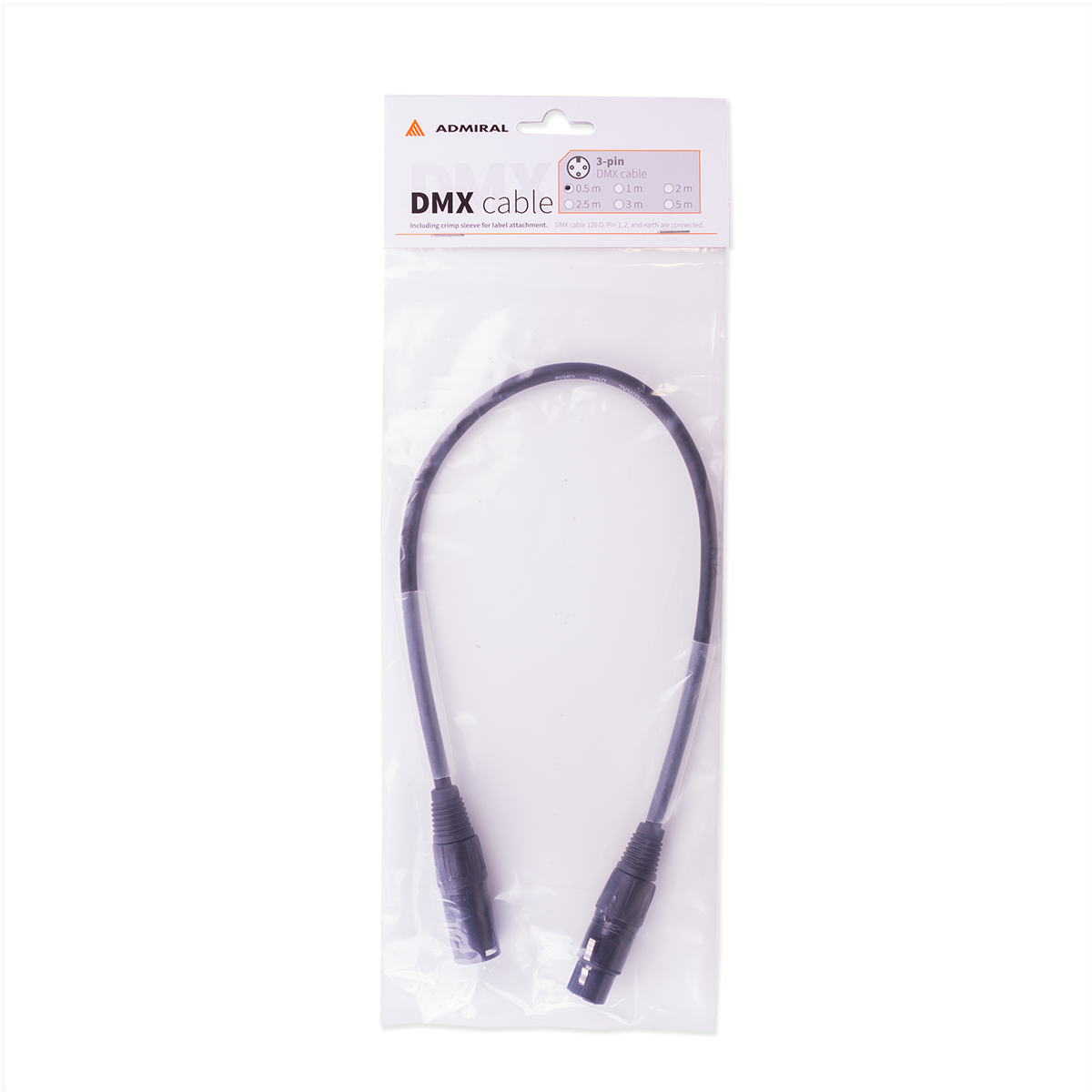 DMX-kabel Admiral, 3-pol 0,5 m - Admiral Staging | Bellalite