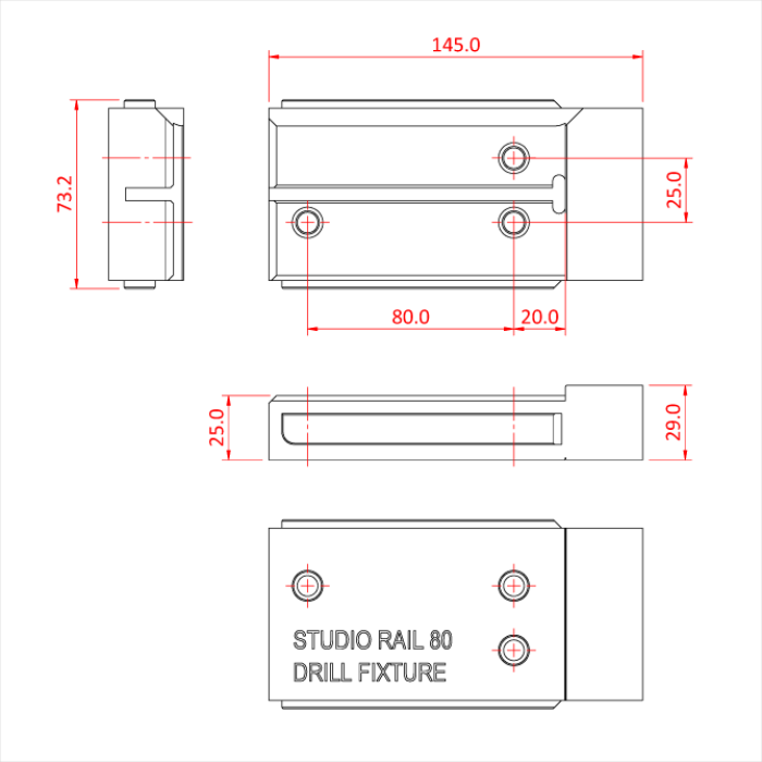 Doughty Studio Rail 80 Drilling Jig  - Doughty | Bellalite