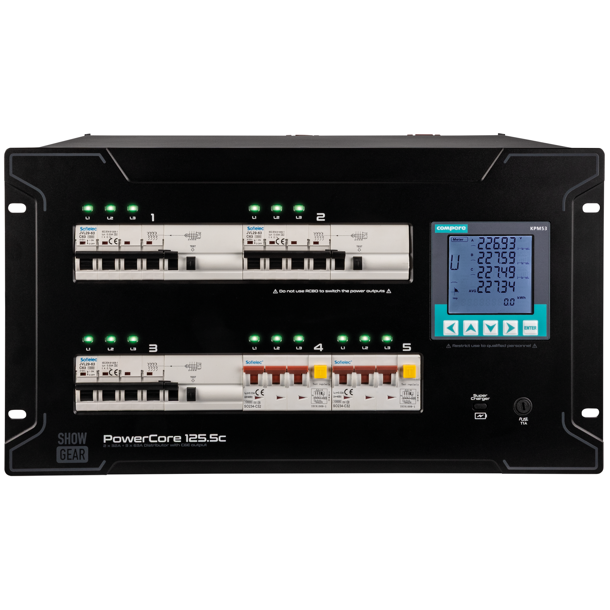 PowerCore 125.5c 2x CEE 32A + 3x CEE 63A - Showgear | Bellalite